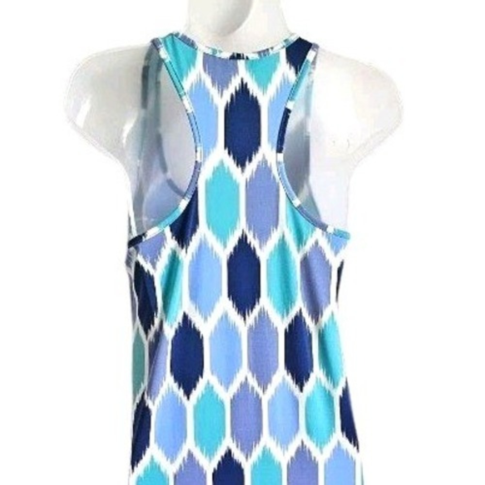Tori Richard Valerie Racerback Tank Maxi Dress Blue Green Geometric Sz S Hawaii - Picture 5 of 10